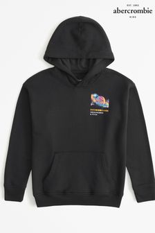 Sweat à capuche Abercrombie & Fitch noir imprimé avec logo au dos (377505) | €47