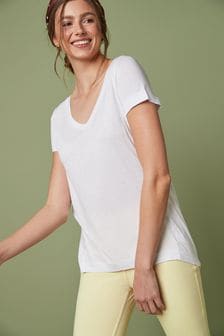 White Slouch V-Neck T-Shirt (377576) | $12