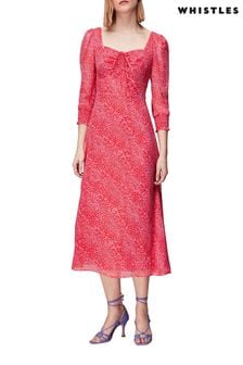 Whistles Pink Diagonal Leopard Midi Dress (377717) | 564 zł