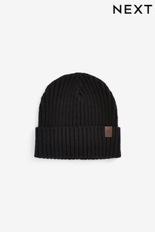 Black Knitted Rib Beanie Hat (1-16yrs) (377834) | $8 - $16