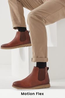 Tan Brown Motion Flex Chelsea Boots (377999) | CA$126