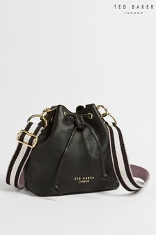 Ted Baker Aminah Black Branded Webbing Strap Bucket Bag (378188) | $354
