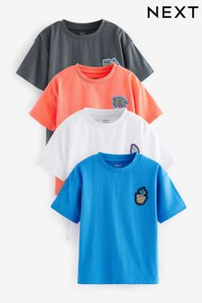 White/Grey/Blue/Orange Short Sleeve T-Shirt Set 4 Pack (3mths-7yrs) (378434) | 89 QAR - 109 QAR