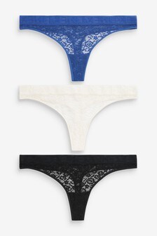 Lot de trois slips en dentelle à logo