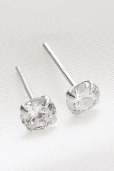 標準純銀 - 鍍面立方鋯石鉚釘耳環 (378671) | HK$58