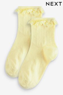 Yellow Cotton Rich Ruffle Ankle Socks 2 Pack (378754) | kr53 - kr84