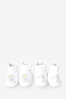 White Mummy and Daddy 2 Pack Cotton Rich Baby Booties (0-18mths) (378840) | ₪ 31