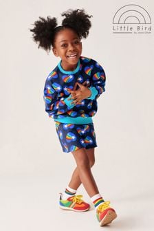 Little Bird by Jools Oliver Blue Rainbow Heart Sweat Top and Short Set (379287) | ￥3,880 - ￥4,930
