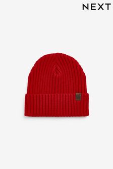 Red Knitted Rib Beanie Hat (1-16yrs) (379294) | kr70 - kr140