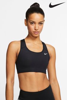 Черный - Спортивный бюстгальтер со средней степенью поддержки и логотипом-галочкой Nike (379972) | €35