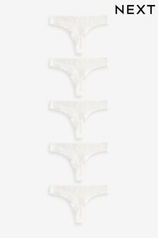 White Thong Cotton Rich Knickers 6 Pack (380528) | LEI 70