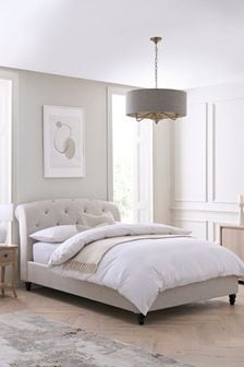 Wool Blend Natural Stone Hartford Collection Luxe Upholstered Bed Frame (380644) | €800 - €1,050