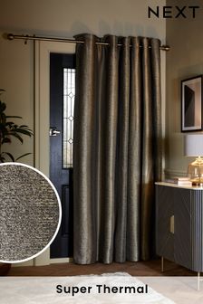 Black/Bronze Gold Metallic Stripe Eyelet Door Curtains (380717) | 114 € - 154 €