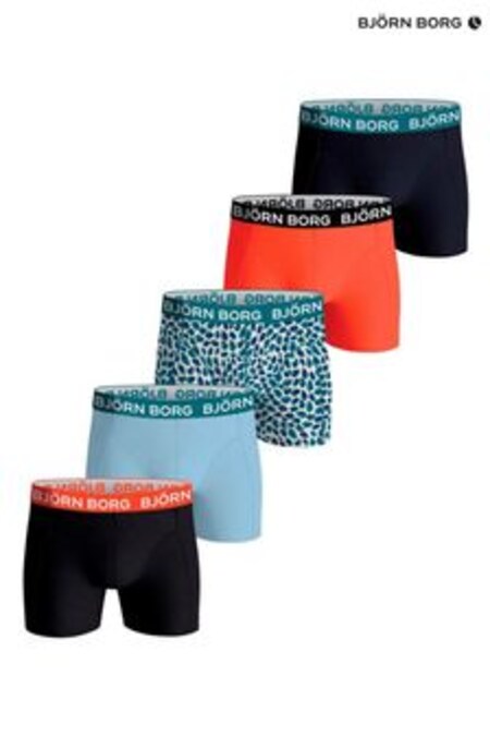 Bjorn Borg Blue/Red Patterned Cotton Stretch Boxer 5 Pack (380876) | $107
