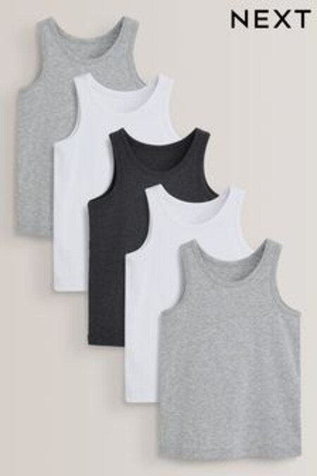 Grey/White Vests 5 Pack (1.5-16yrs) (380892) | kr154 - kr215