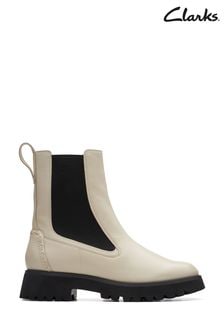 Clarks Cream Leather Stayso Rise Boots (381123) | €215