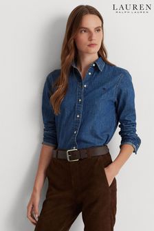 Синяя джинсовая рубашка с логотипом Lauren Ralph Lauren (381280) | €121