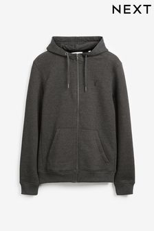 Charcoal Grey Zip Through Hoodie Jersey Top (381454) | 10.50 BD