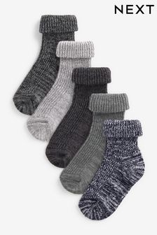 Monochrome Roll Top Socks 5 Pack (382182) | OMR2 - OMR3