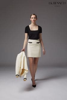LK Bennett Charlee Black Cotton Blend Tweed Skirt