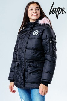 Hype. Black Explorer Jacket with Pink Fur Hood (383096) | €30