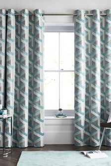 Rideaux Optical doublés en jacquard géométrique avec œillets