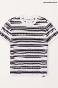 Abercrombie & Fitch Crochet Knitted Stripe Brown T-Shirt (384121) | €34