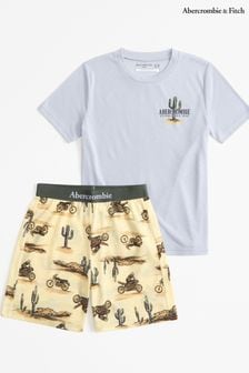 Abercrombie & Fitch Pyjama mit T-Shirt und Shorts, Grau