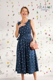 Seasalt Cornwall Navy Blue Belle Fit-and-Flare Midi Dress (384632) | €44.50