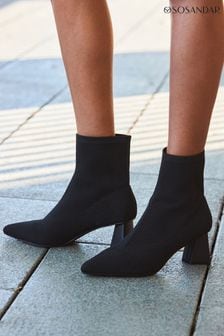 Sosandar Black Angled Heel Knitted Sock Boots (384939) | kr896