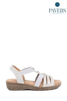 Pavers Easy FIt Elvira Extra Wide 6E Fit Silver Sandals (386037) | $73