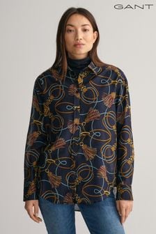 Gant srajca sproščenega kroja iz bombaža in svile s potiskom vrvi (386145) | €77