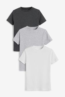Grey/White 3 Pack Cotton Rib T-Shirts (1.5-16yrs) (387145) | CHF 13 - CHF 17