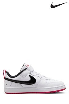 Белые кроссовки для подростков с розовыми вставками Nike Court Borough (387323) | €35