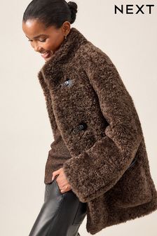 Chocolate Brown Teddy Borg Duffle Jacket (387364) | 119 €