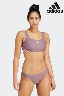 adidas Purple 3 Stripe Sporty Bikini Bottoms (387520) | $65