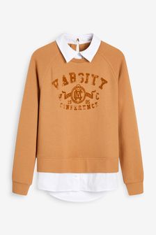 Tan Mock Shirt Sweater (387793) | BGN 98