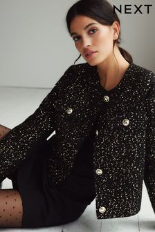 Black/Gold Sparkle Sequin Bouclé Jacket (387852) | €36