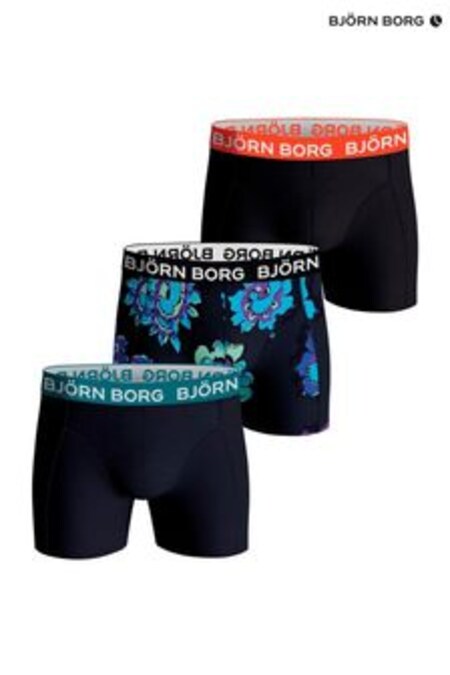 Bjorn Borg Black/Patterned Cotton Stretch Boxer 3 Pack (388153) | $66