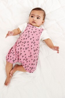 Ensemble de salopettes à cœurs (0 mois - 2 ans)