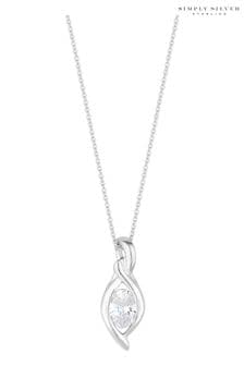 Simply Silver Silver Tone Cubic Zirconia Navette Pendant Necklace (389581) | SGD 68