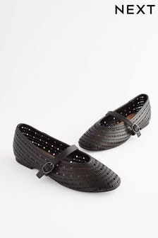 Black Forever Comfort® Lasercut Mary Jane Shoes (389669) | $55