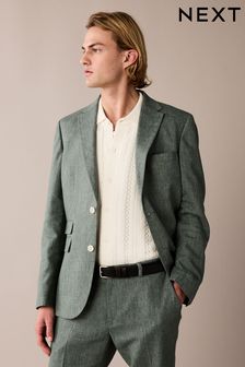 Green Linen Tailored Fit Suit (389828) | LEI 592
