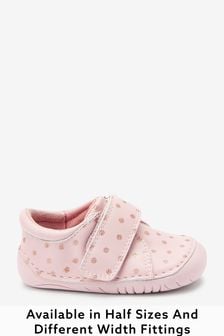 Pink Leather Wide Fit (G) Crawler Shoes (389842) | €8