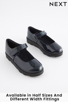 Navy Patent Junior School Mary Jane Shoes (389898) | OMR8 - OMR11
