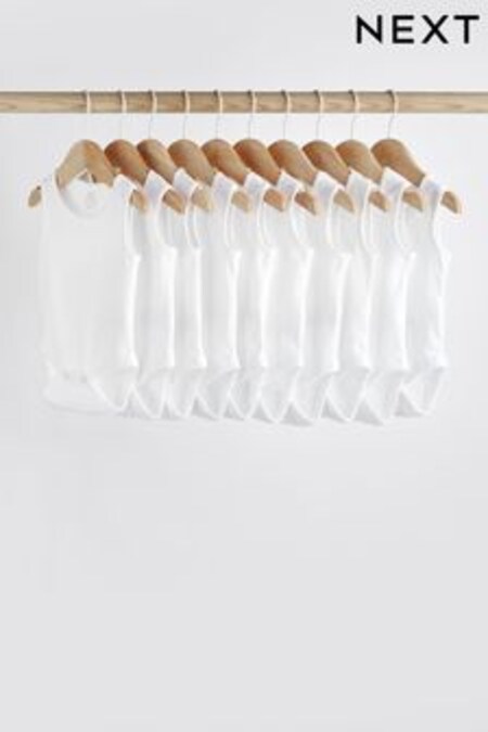 White Baby 10 Pack Vest Bodysuits (389950) | €21 - €26