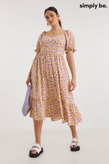 Simply Be Yellow Animal Print Sweetheart Neck Midi Dress (389982) | 27 €