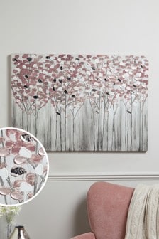 Pink Birch Trees Large Canvas Wall Art (389987) | OMR25