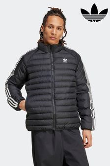 Adidas originals three stripe slim padded jacket in black discount