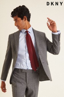 חליפה אפורה של DKNY בגזרה צרה עם טקסטורה: ז'קט (390213) | ‏681 ₪